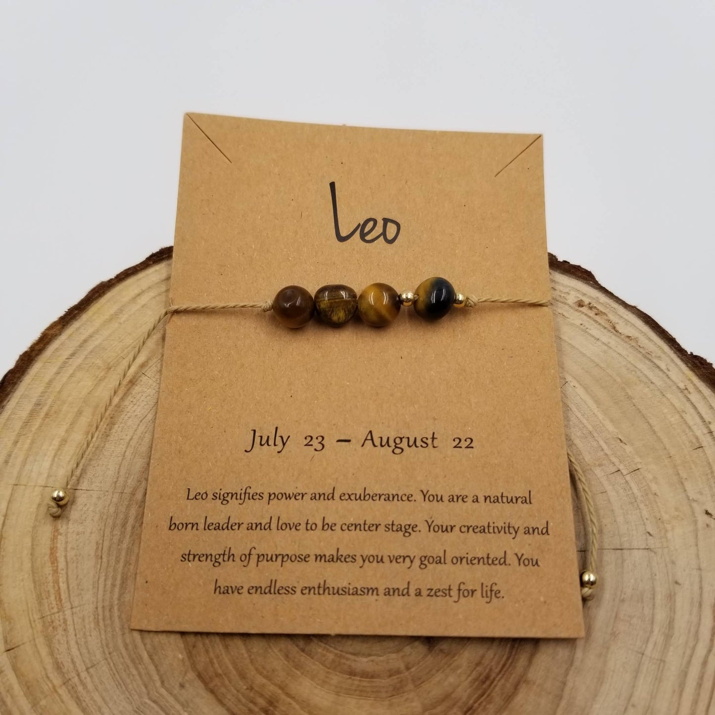 Natural Stone Handwoven Constellation Bracelet with Card: Virgo
