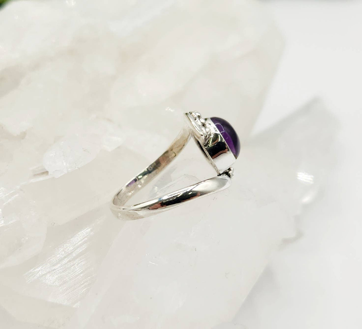 Amethyst Evil Eye Semi-Precious Gemstone 925 Silver Ring: 9