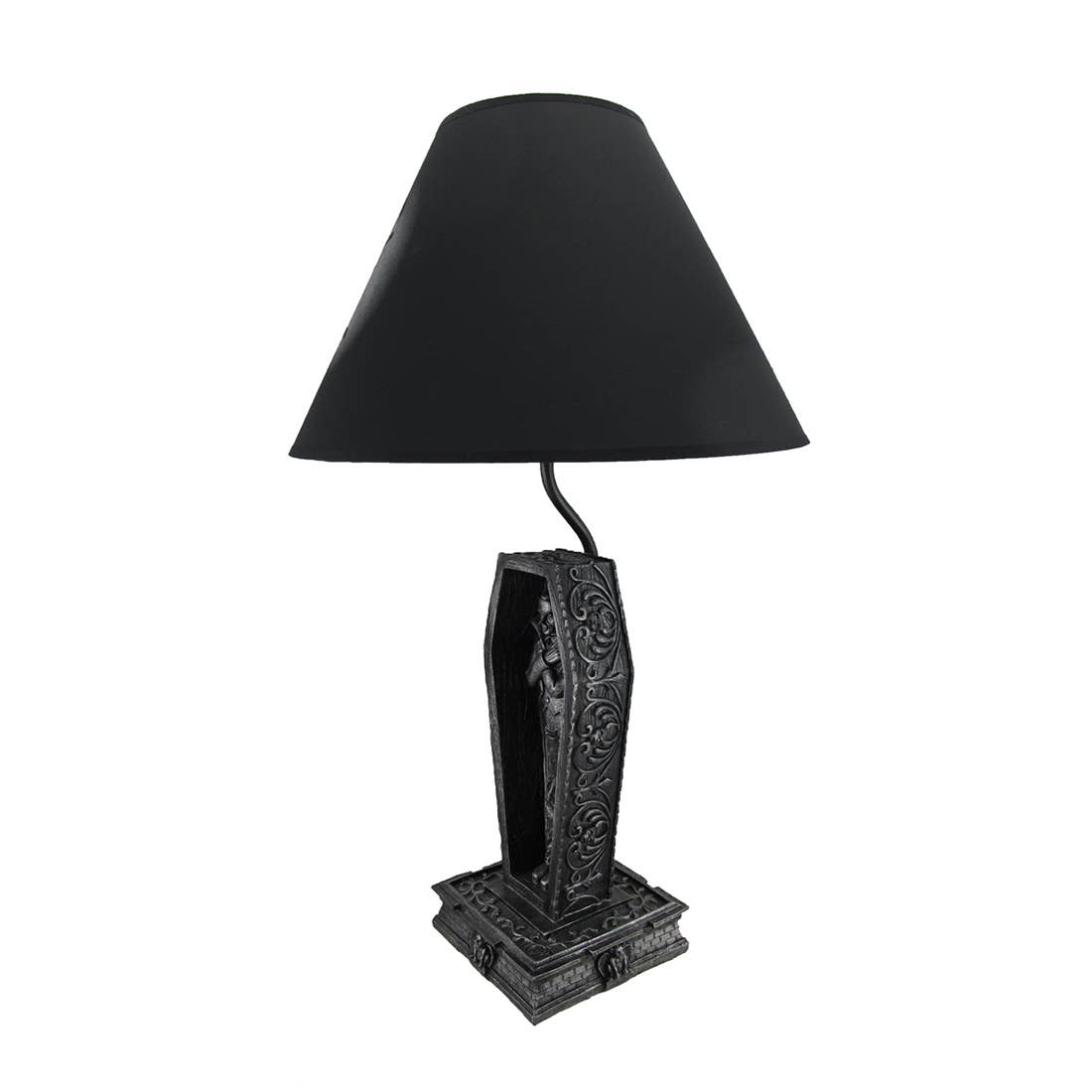 Dark Dawning Vampire in Coffin Black Table Lamp