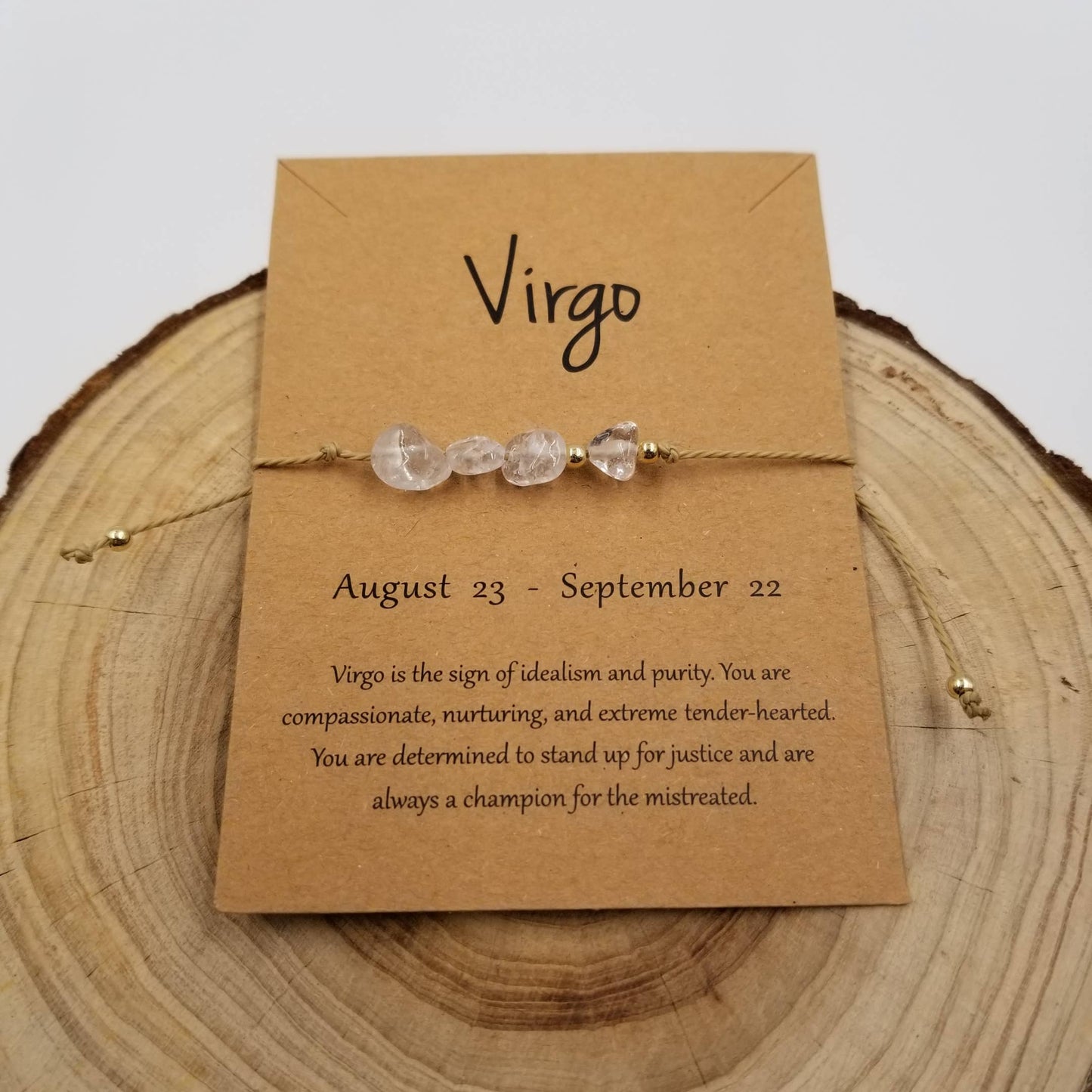 Natural Stone Handwoven Constellation Bracelet with Card: Pisces