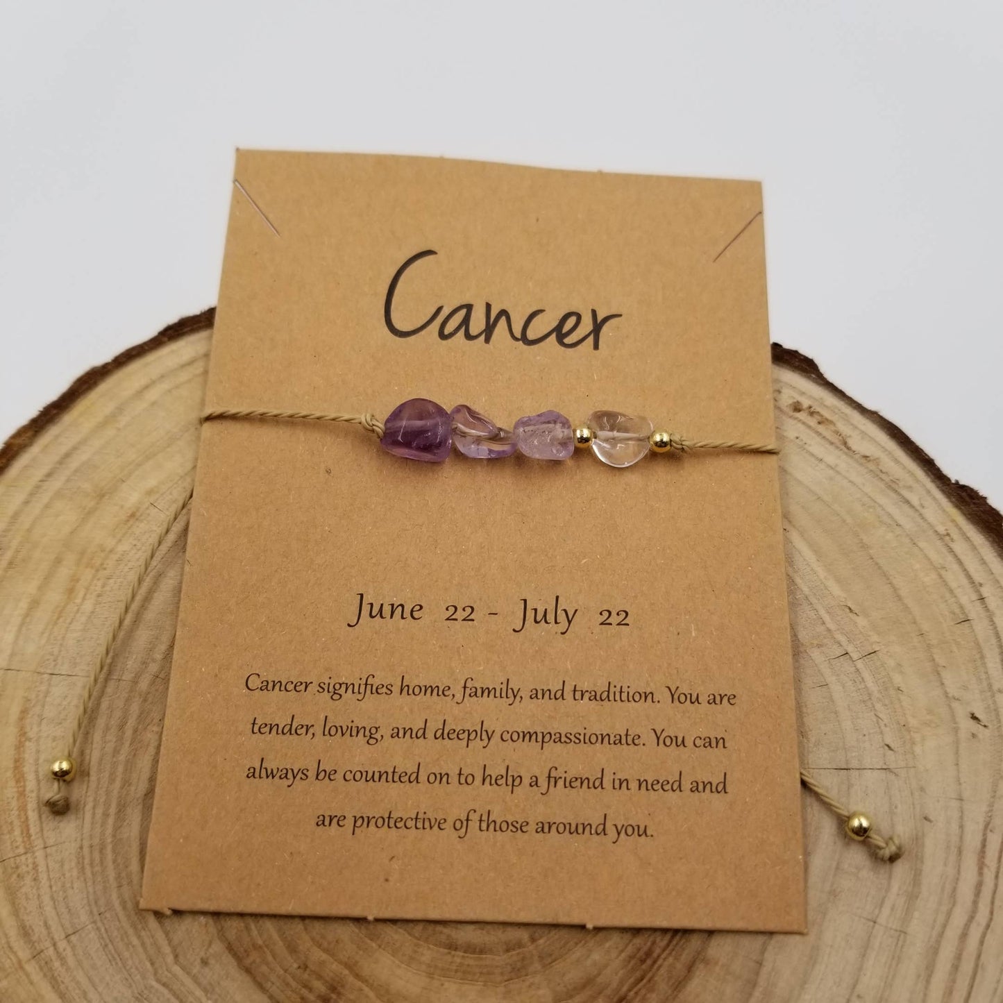 Natural Stone Handwoven Constellation Bracelet with Card: Pisces