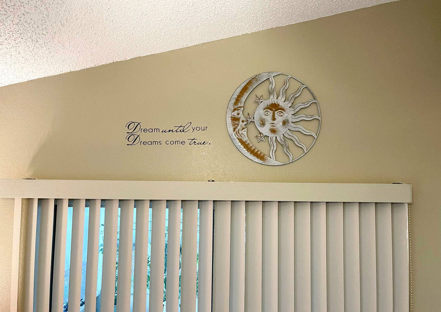 20 Inch Sun Moon and Stars Metal White Wall Hanging