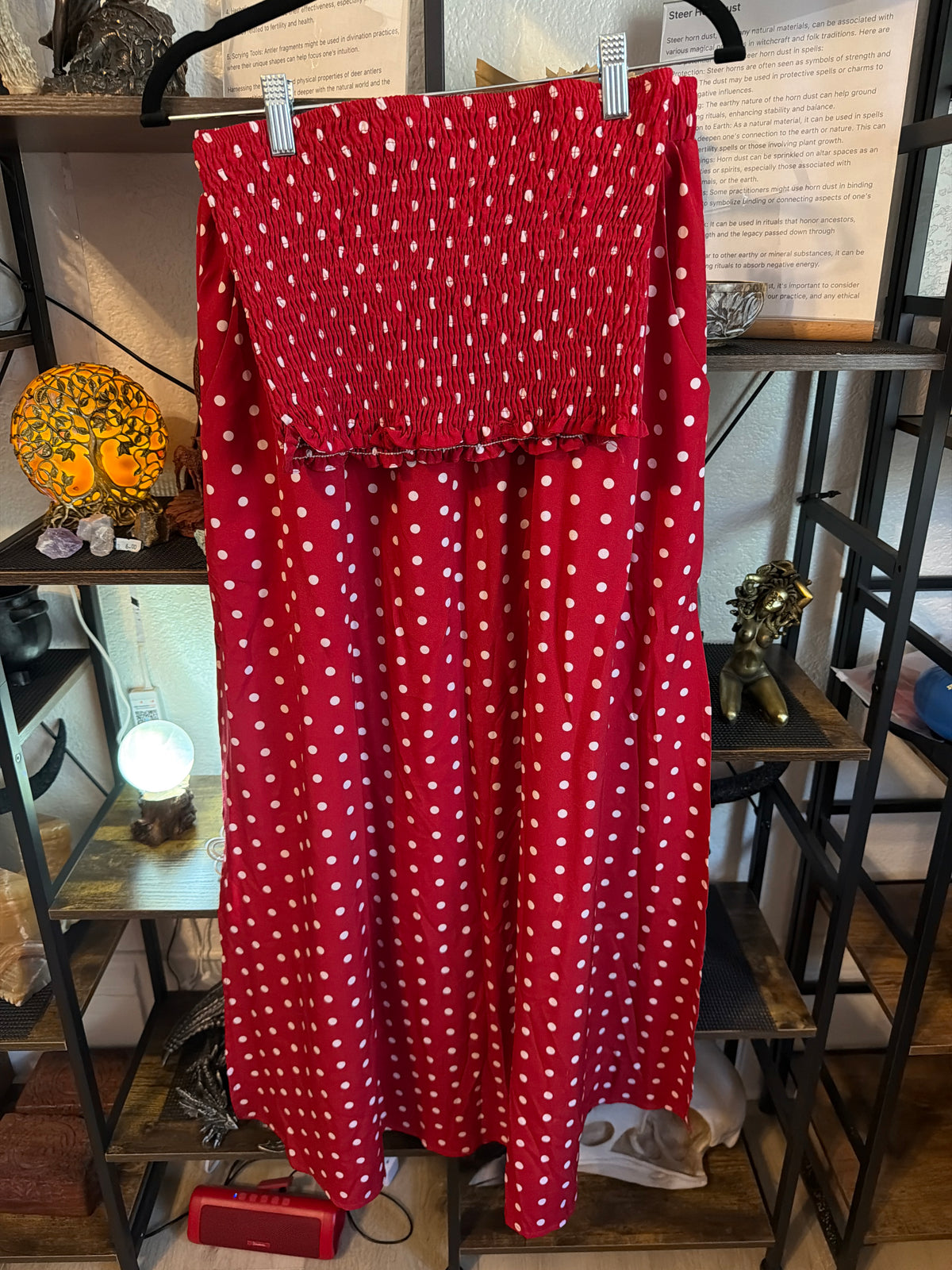 Red with white polka dots