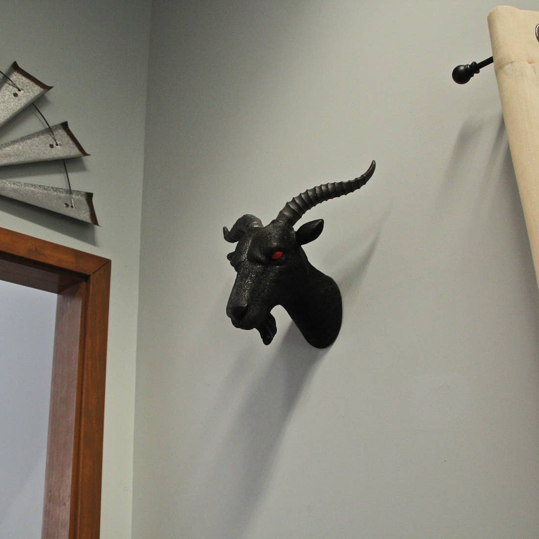 16 Inch Resin Black Baphomet Bust Wall Hanging Decor