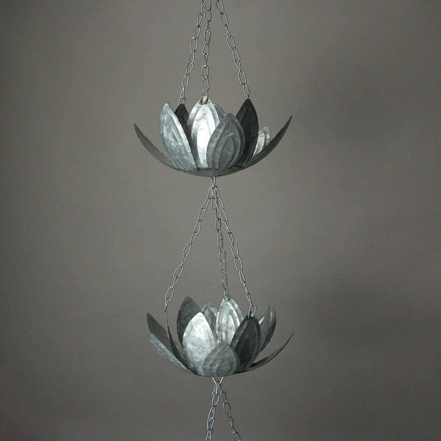 70 Inch Galvanized Metal Flower Rain Chain Downspout Accent