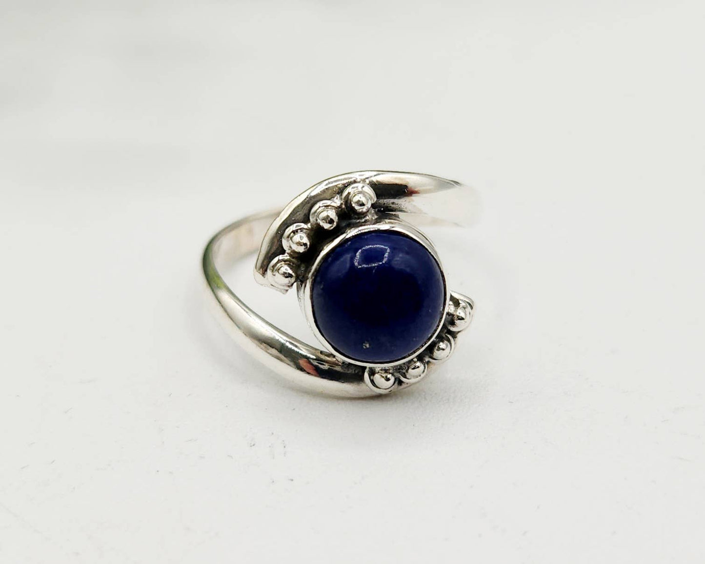Lapis Evil Eye Semi-Precious Gemstone Sterling Silver Ring: 6