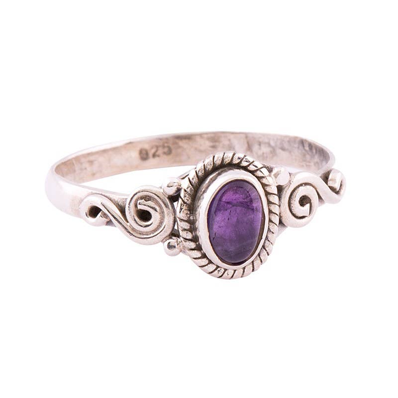 STERLING SILVER OVAL LEAF SIDE RING: SIZE 7 / TURQUOISE