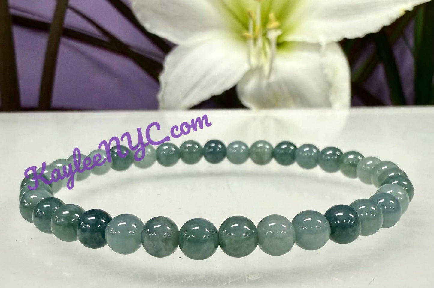 Natural Jade Jadeite 6mm Crystal Healing Stretch Bracelet