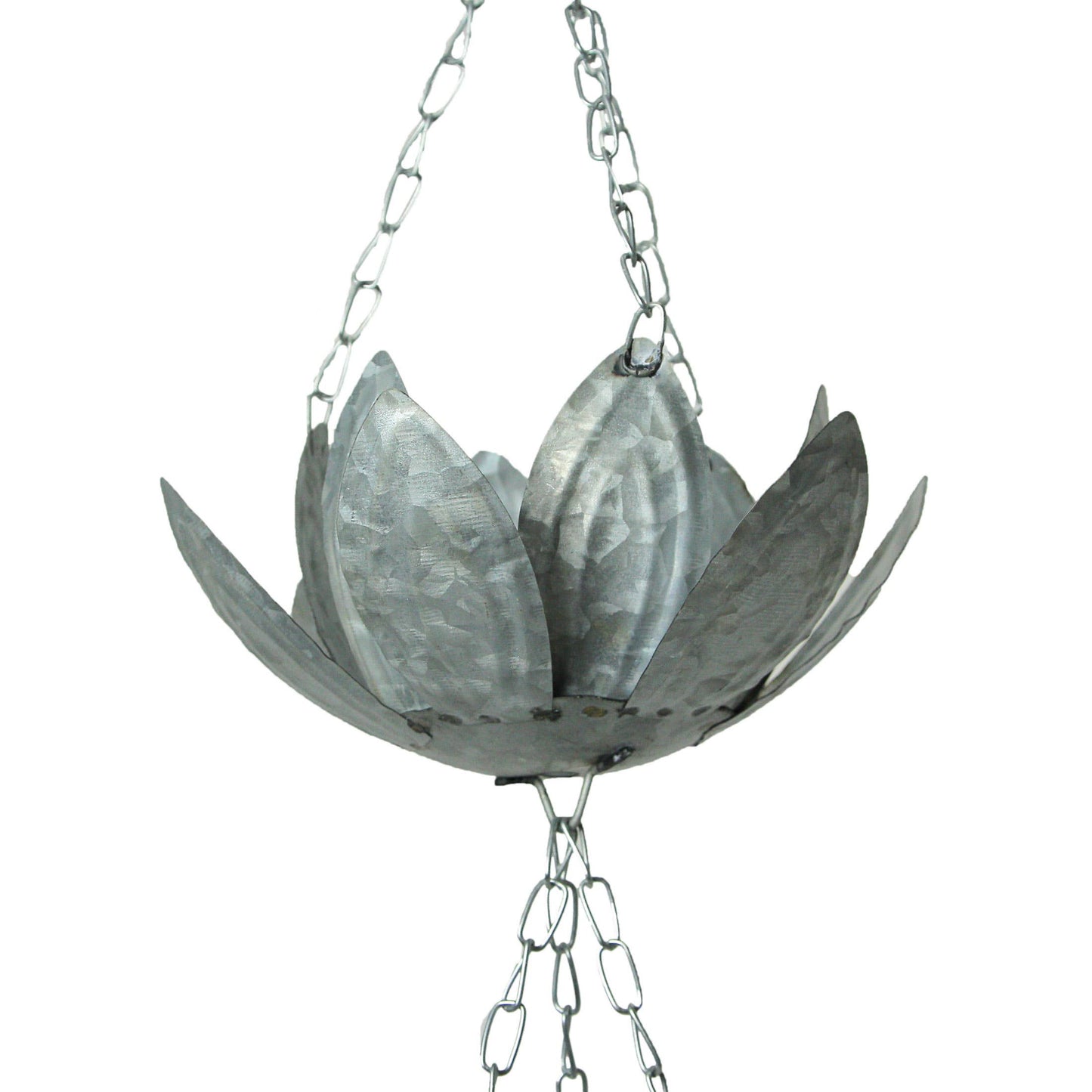 70 Inch Galvanized Metal Flower Rain Chain Downspout Accent