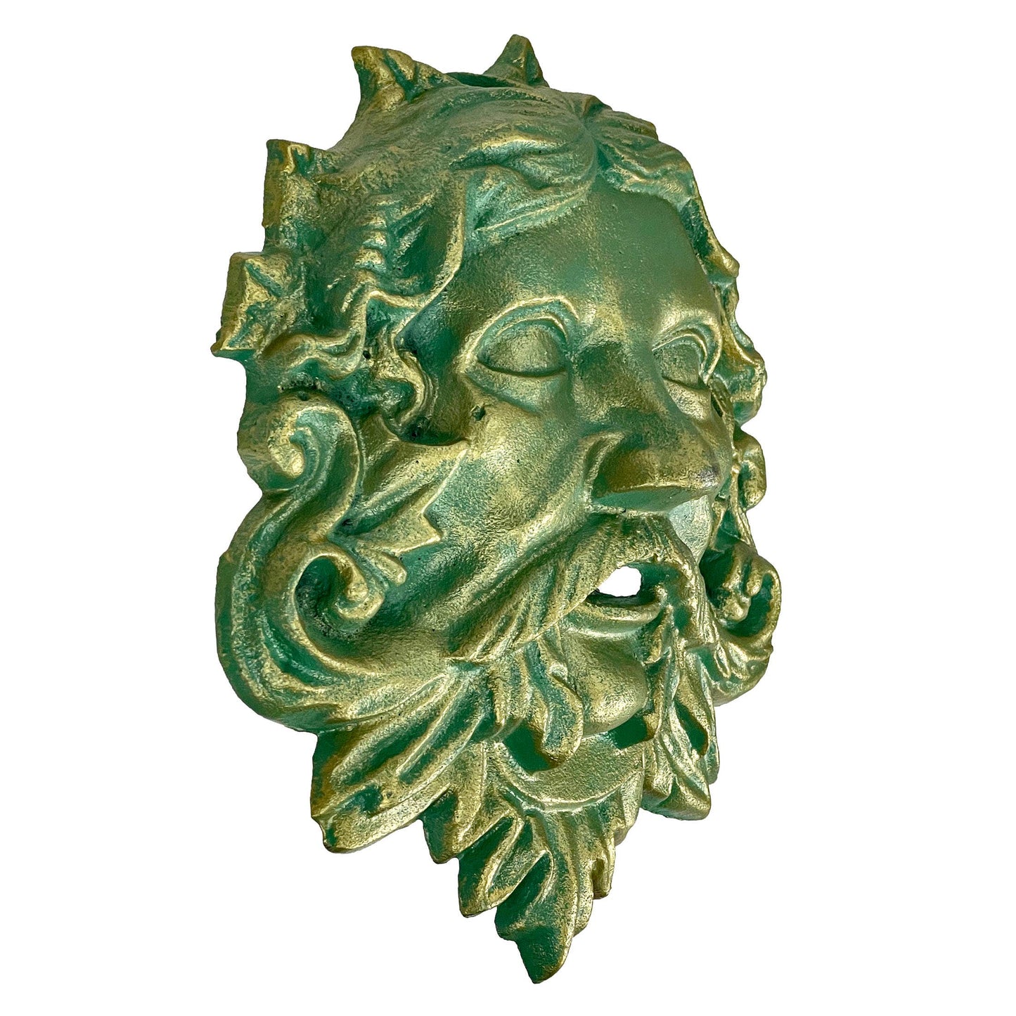 Cast Iron Verdigris Green Man Wall Decor