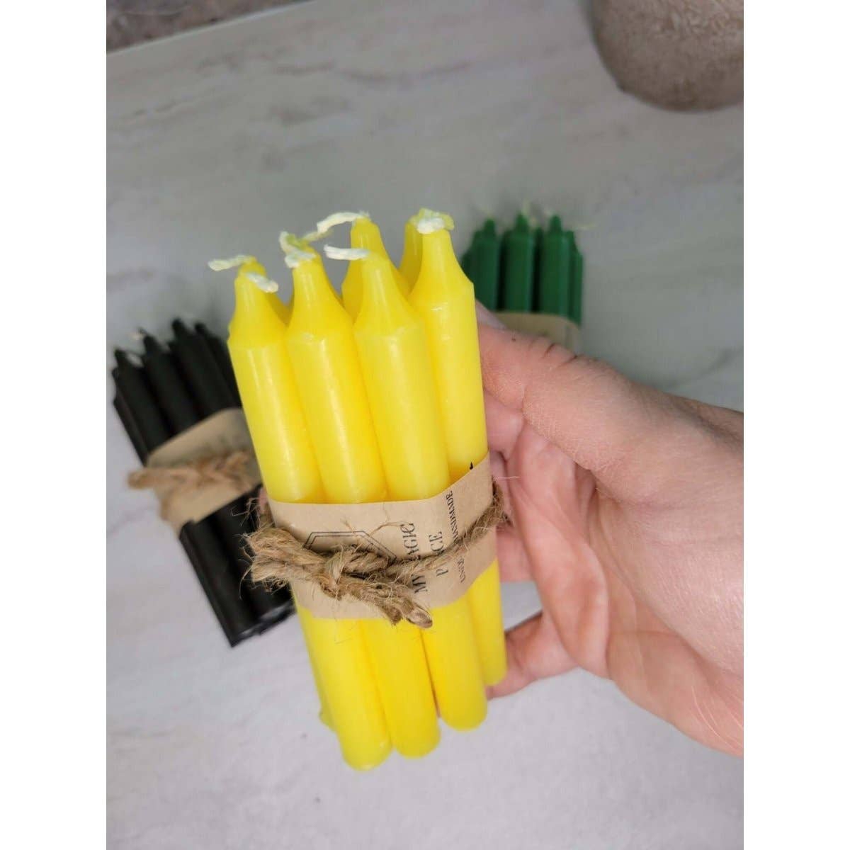 Set of 10 Candles 5" chime unscented spell candles pack: Black