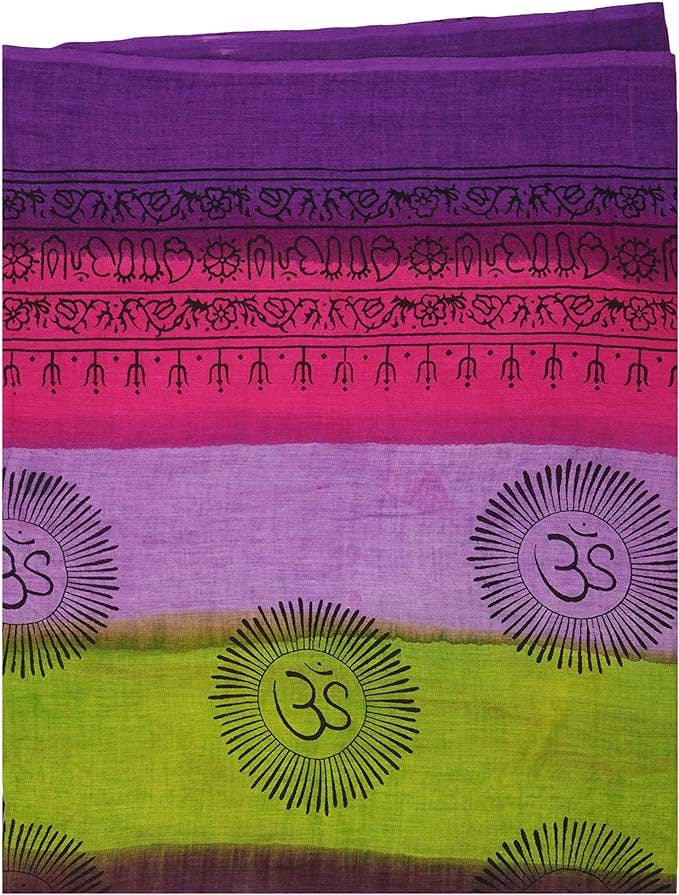 OM Mantra Scarf Block Print Ombre Tie Dye Prayer Shawl