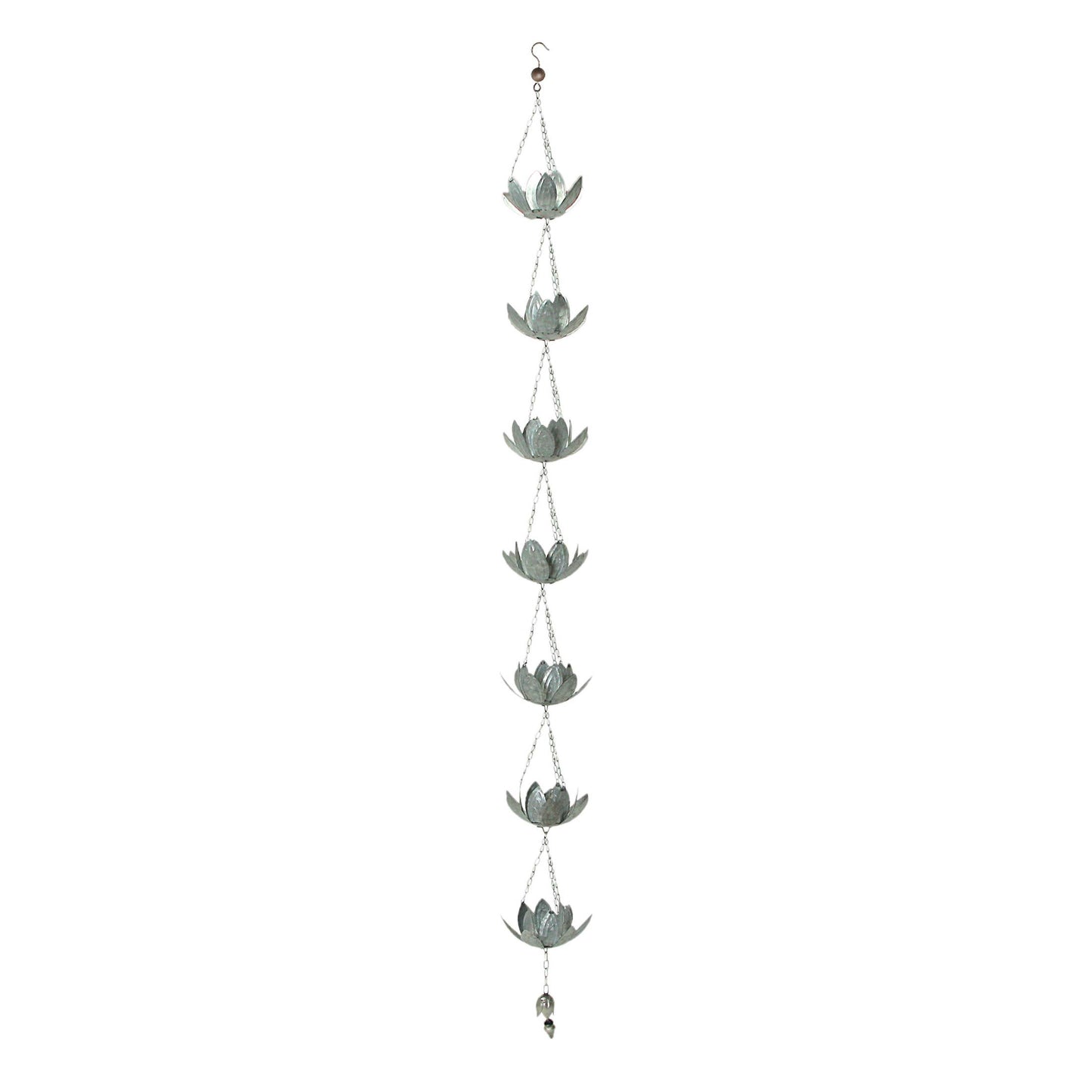 70 Inch Galvanized Metal Flower Rain Chain Downspout Accent