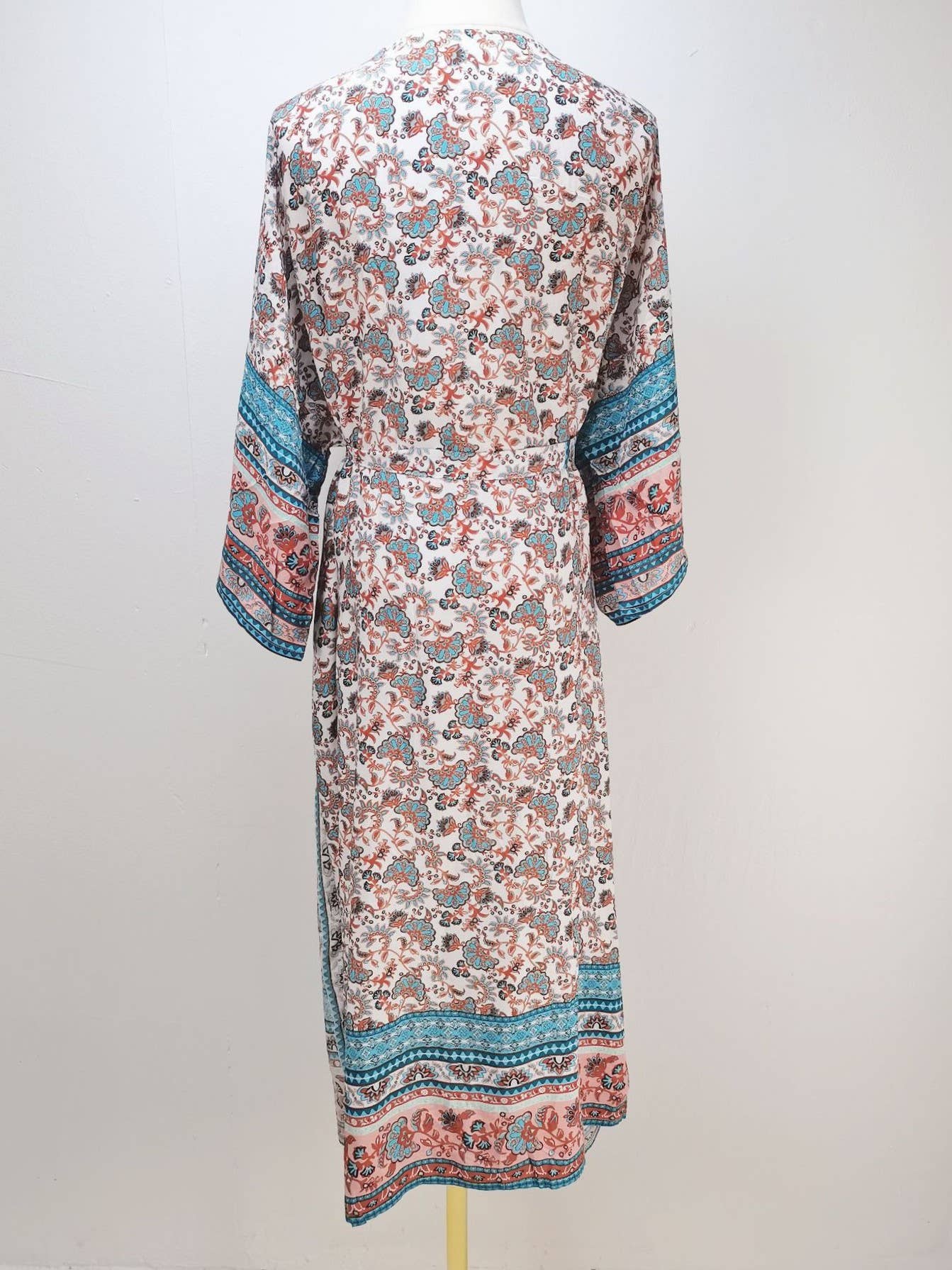 Boho Print Half Sleeve Long Floral Kimono: Printed / M