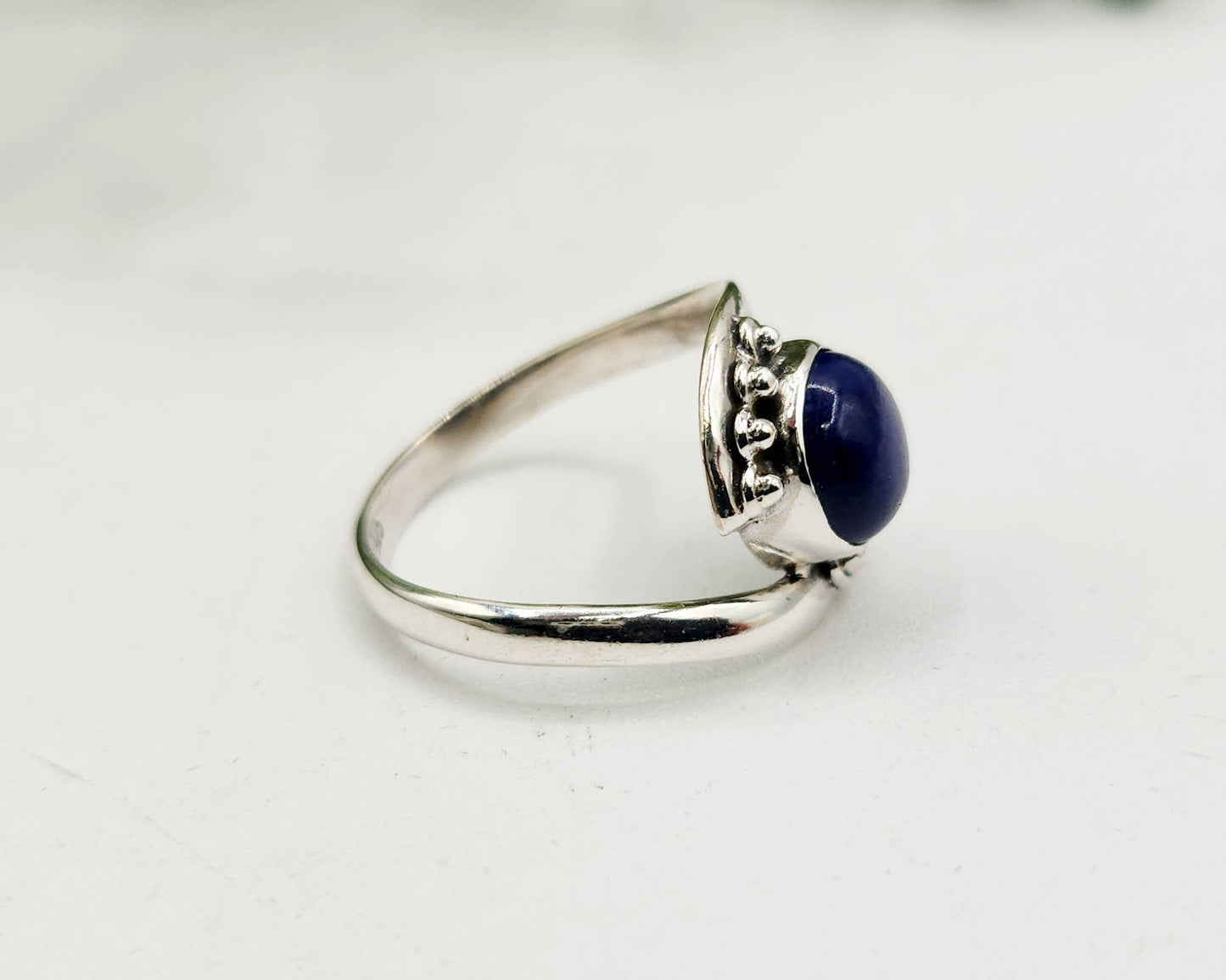 Lapis Evil Eye Semi-Precious Gemstone Sterling Silver Ring: 6