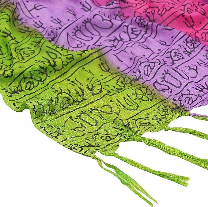 OM Mantra Scarf Block Print Ombre Tie Dye Prayer Shawl