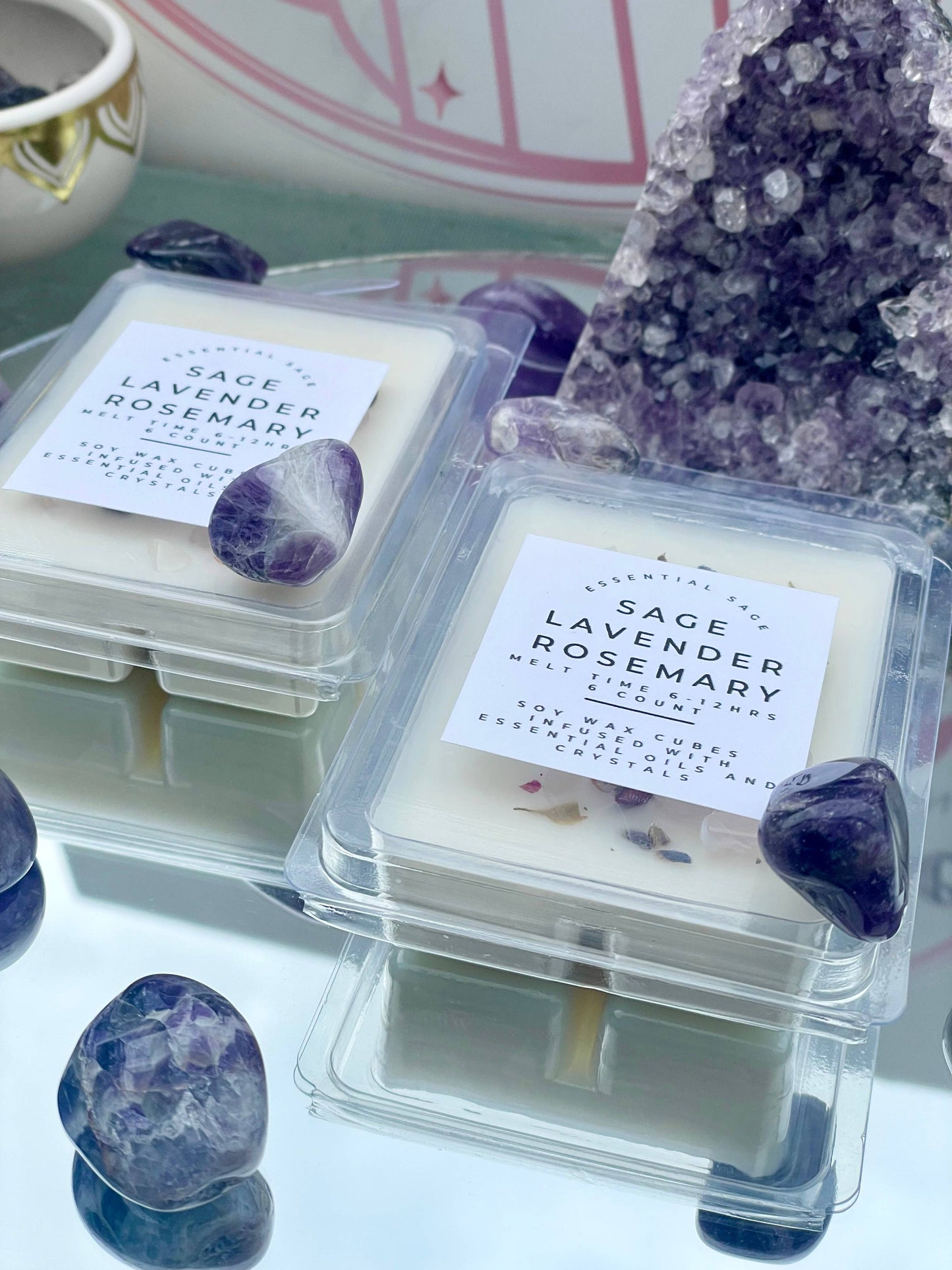 Wax Melts with Crystals and Herbs