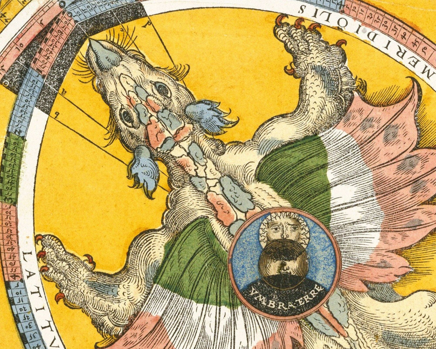 16th Century Astrolabe Antique Astronomy Print with Dragon: 11x14 Inches
