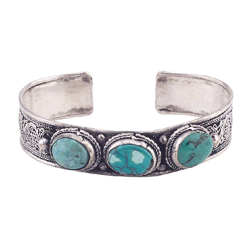 1/2" 3 Turquoise Stones Cuff