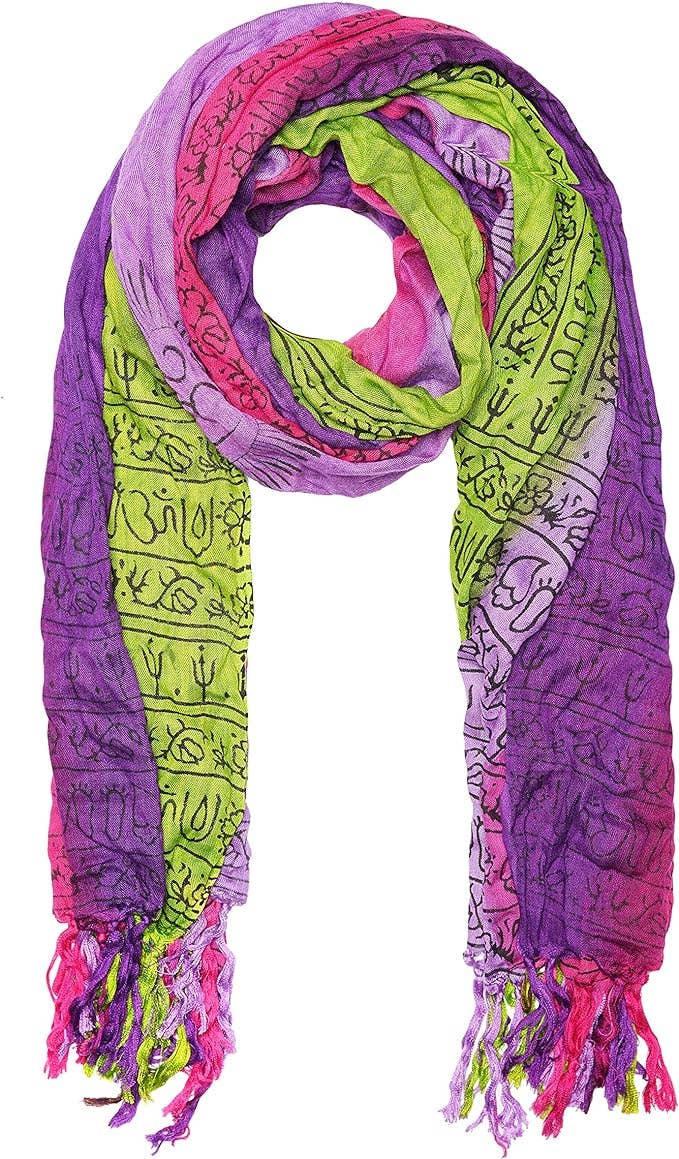 OM Mantra Scarf Block Print Ombre Tie Dye Prayer Shawl