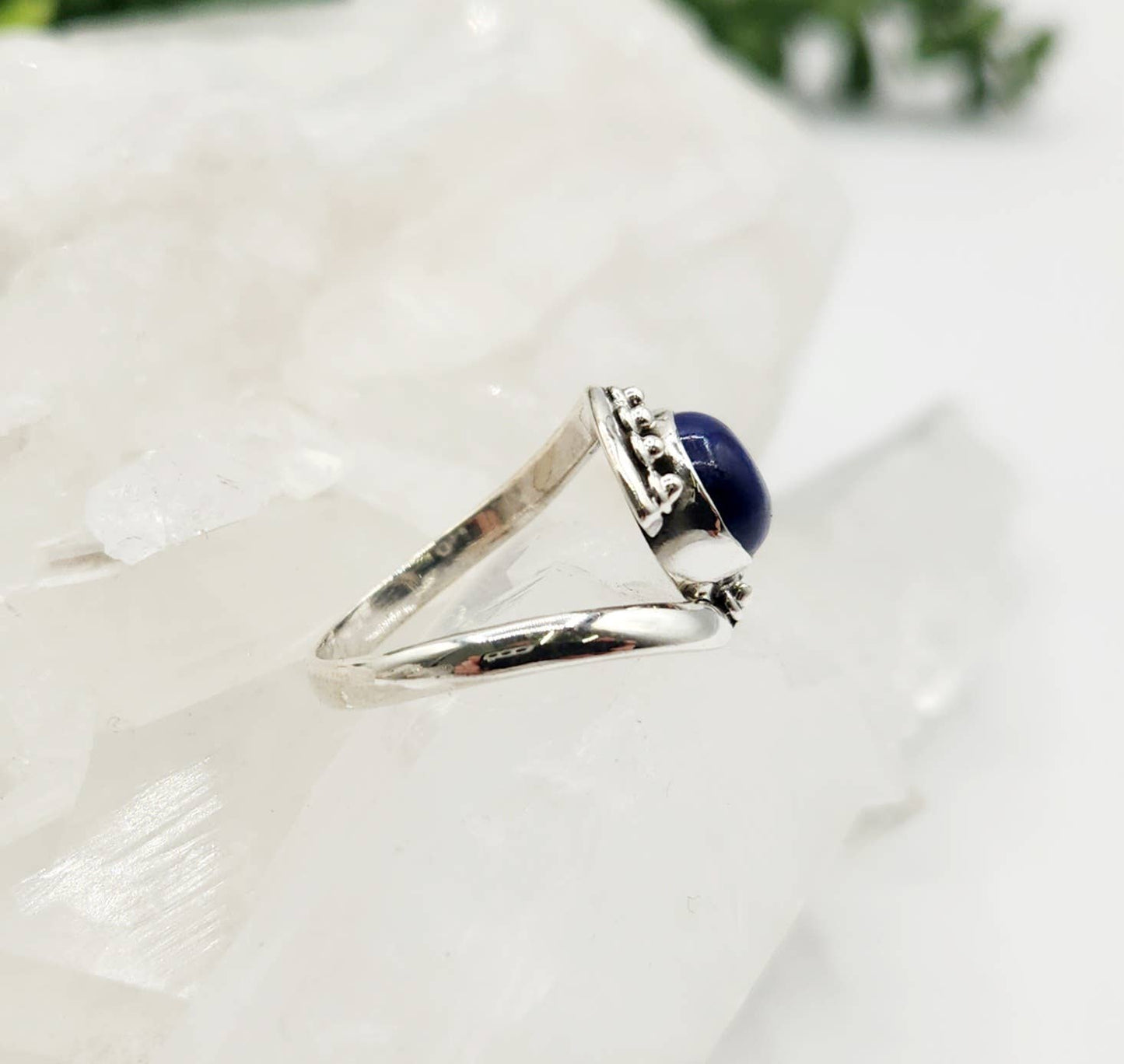 Lapis Evil Eye Semi-Precious Gemstone Sterling Silver Ring: 6