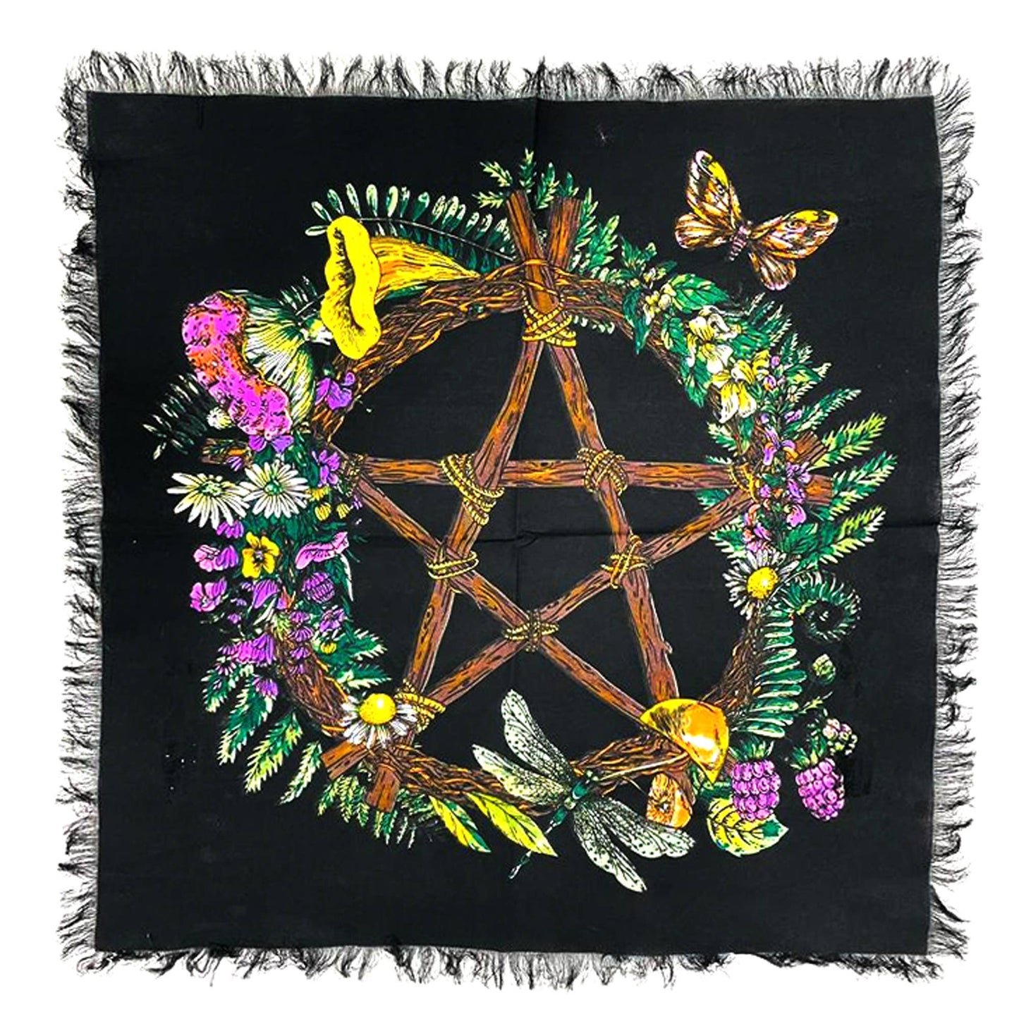 Floral Pentagram Altar Cloth (24 x 24 in.)
