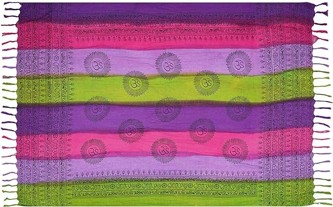 OM Mantra Scarf Block Print Ombre Tie Dye Prayer Shawl