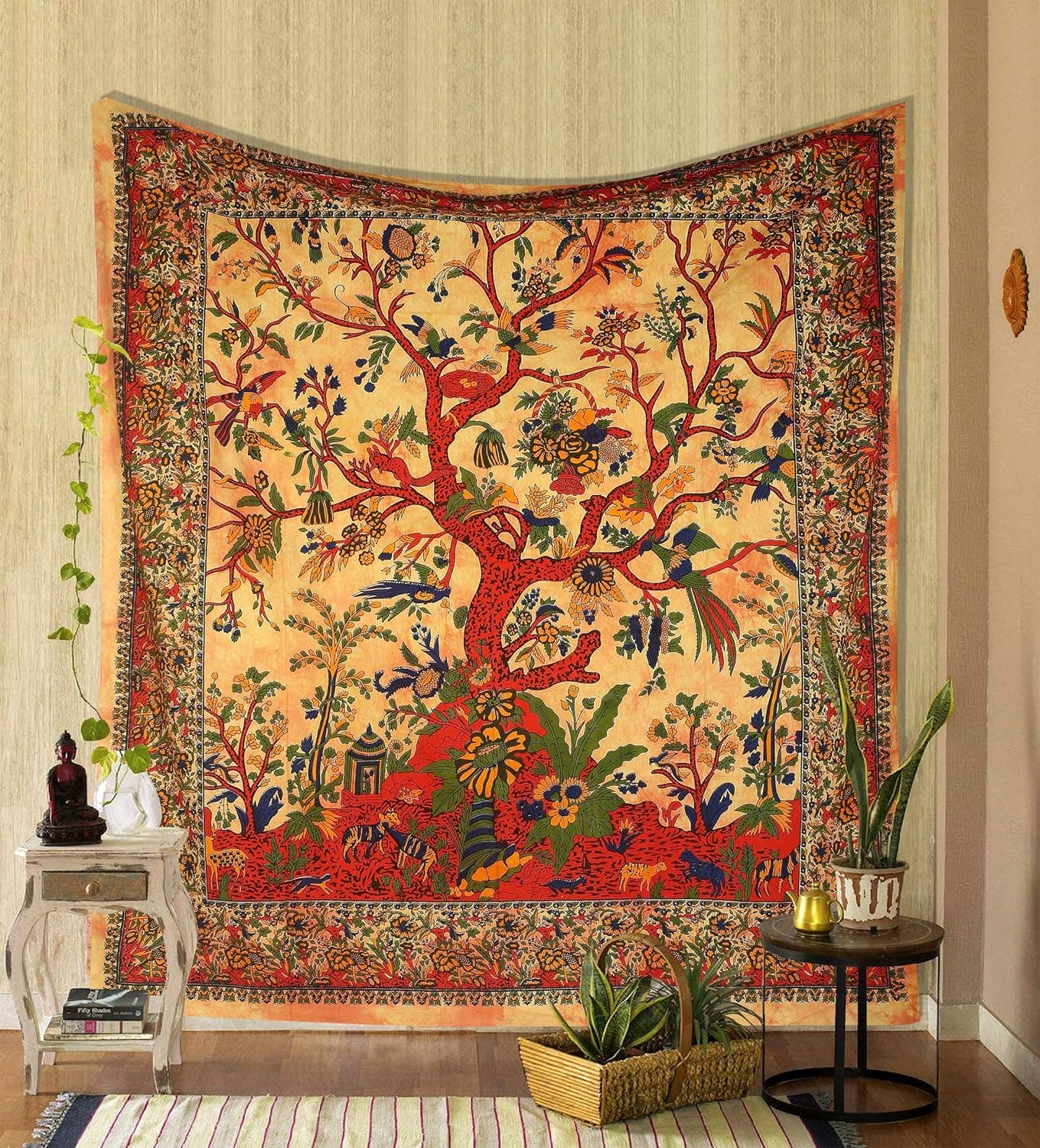 Tree Of Life Temple Tapestry Cotton Wall Hanging Home Decor