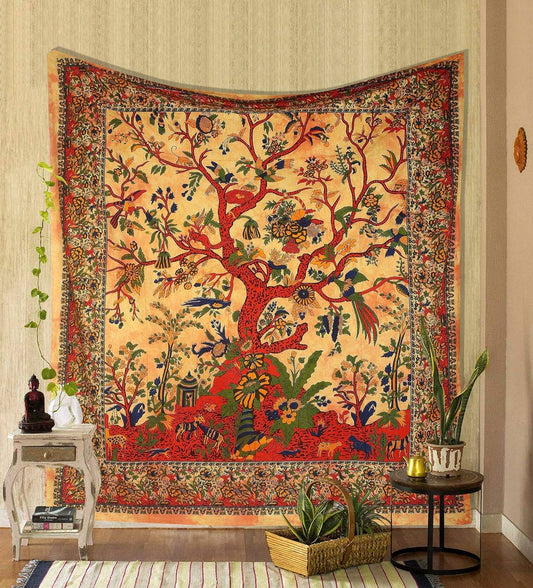 Tree Of Life Temple Tapestry Cotton Wall Hanging Home Decor