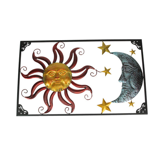 Tri-Tone Sun Moon & Stars Indoor/Outdoor Metal Wall Art