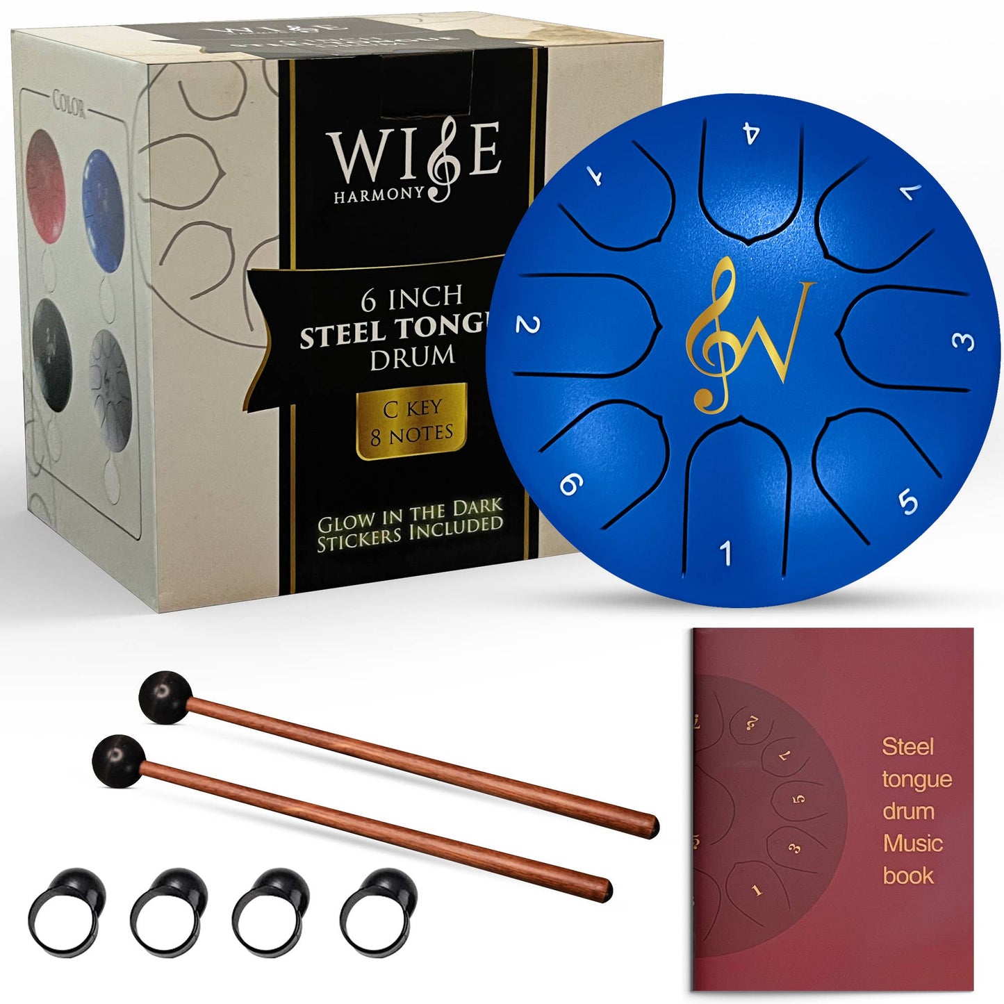 6-Inch 8-Notes Steel Tongue Relaxing Meditation Rain Drum: Black