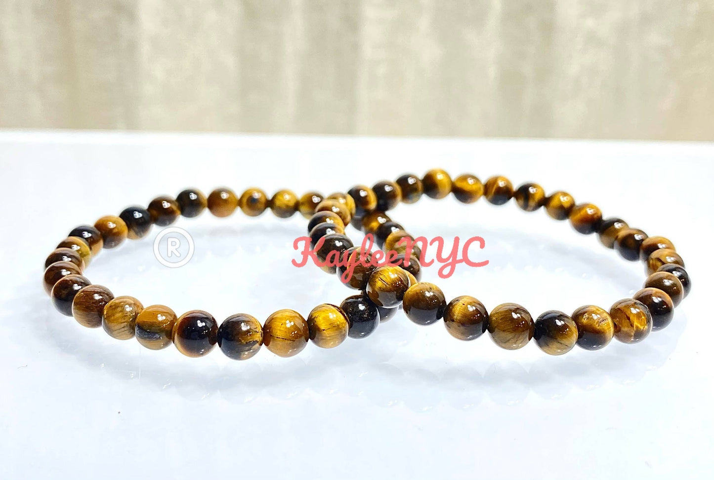 6mm Natural Tiger Eye Crystal Healing Stretch Bracelet 7.5"