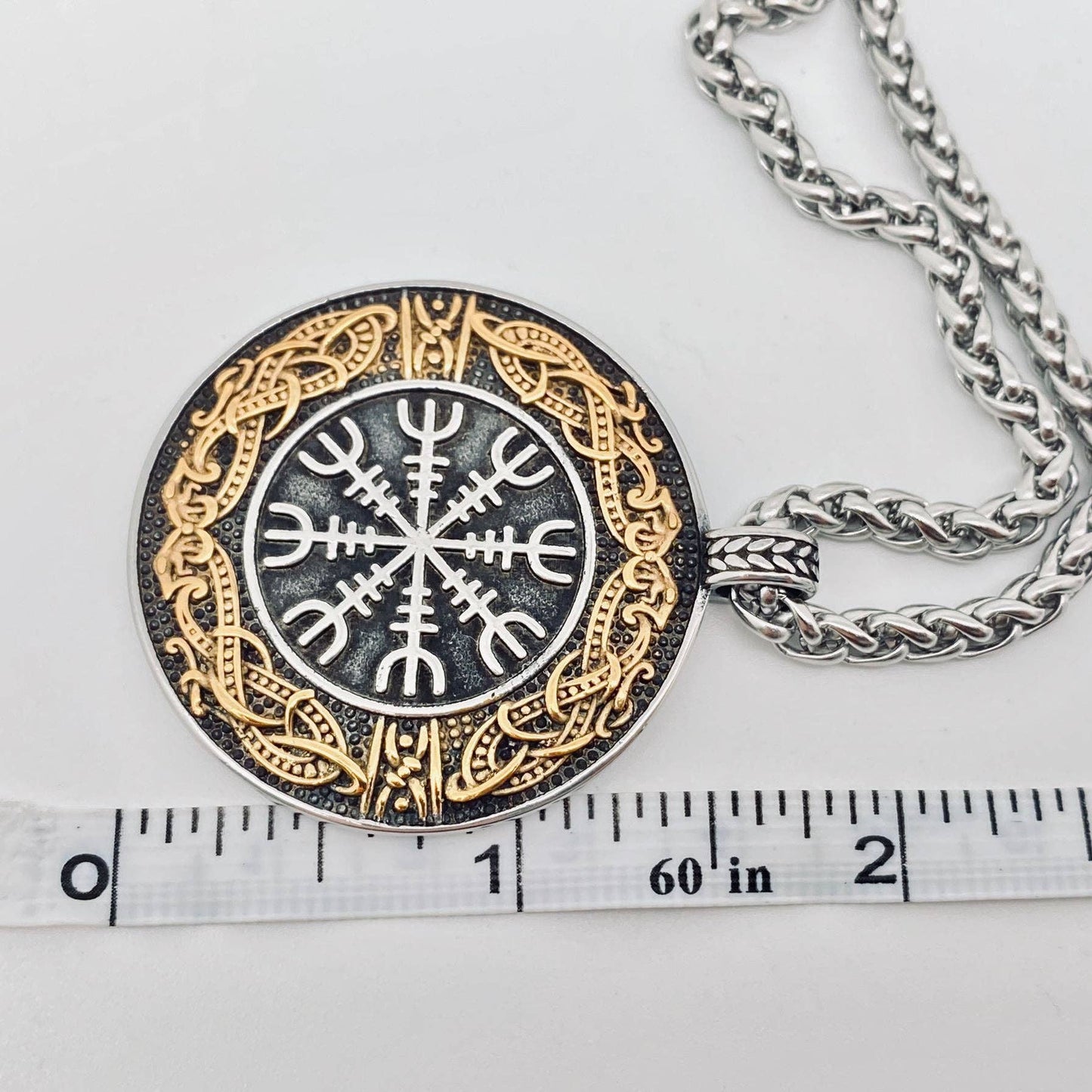 Stainless Steel Viking Rune Compass Pendant Necklace -MJ/MNP