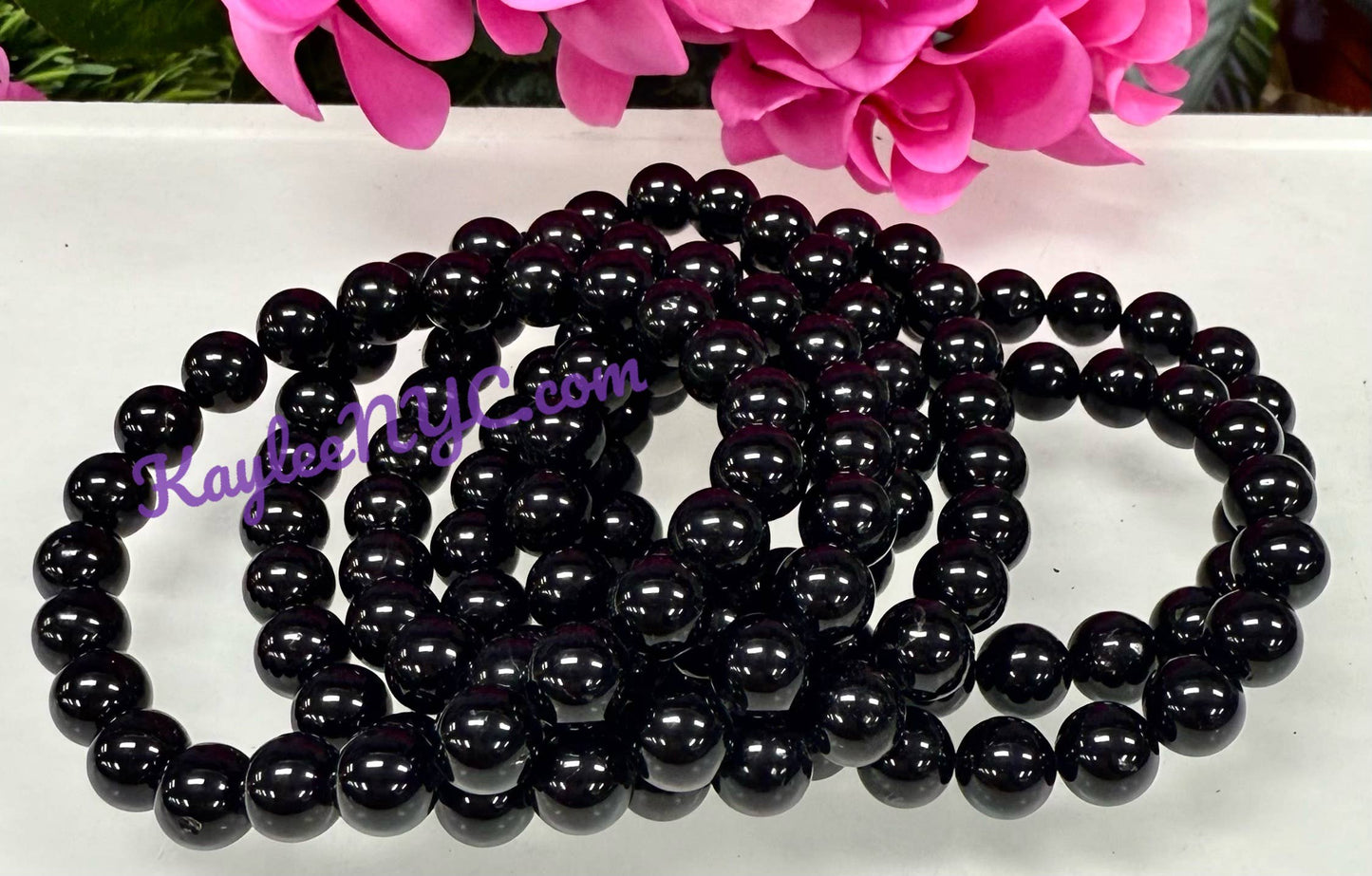 Natural Black Tourmaline 8mm Crystal Stretch Bracelet 7.5"