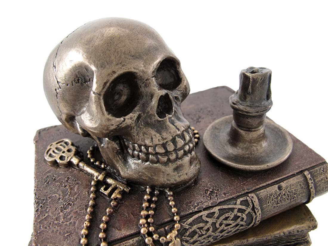 Bronze Wizard’s Study Books and Skull Trinket Stash Box