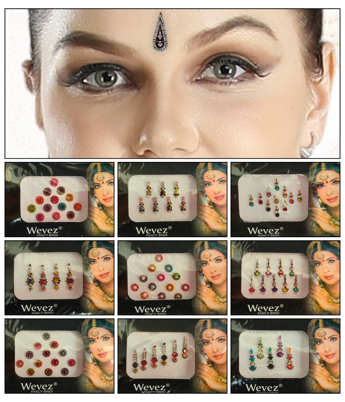 Women's Bindi Crystal makeup tattoo Stickers Dots Mix Design