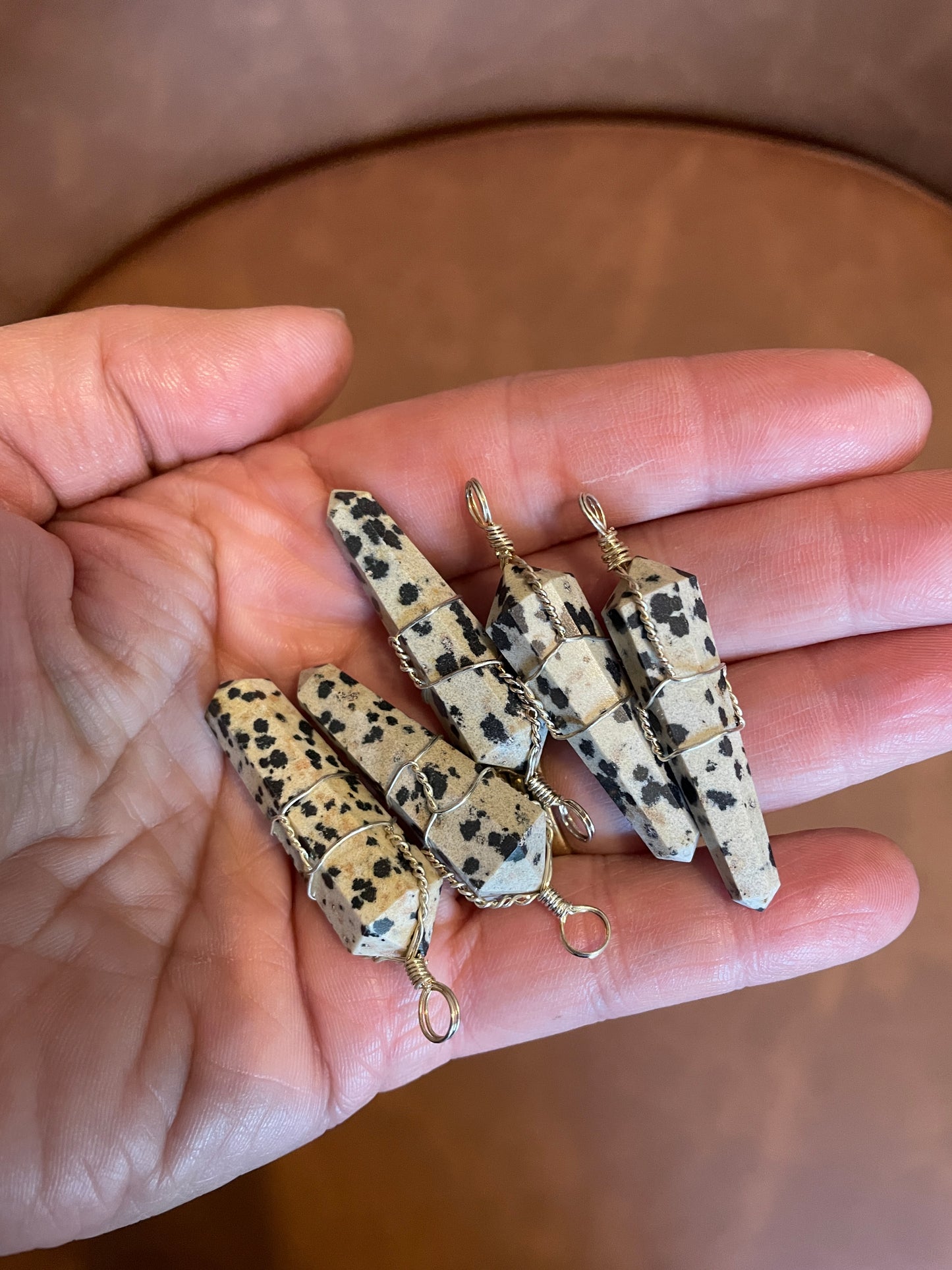 Wire wrapped Dalmatian Jasper