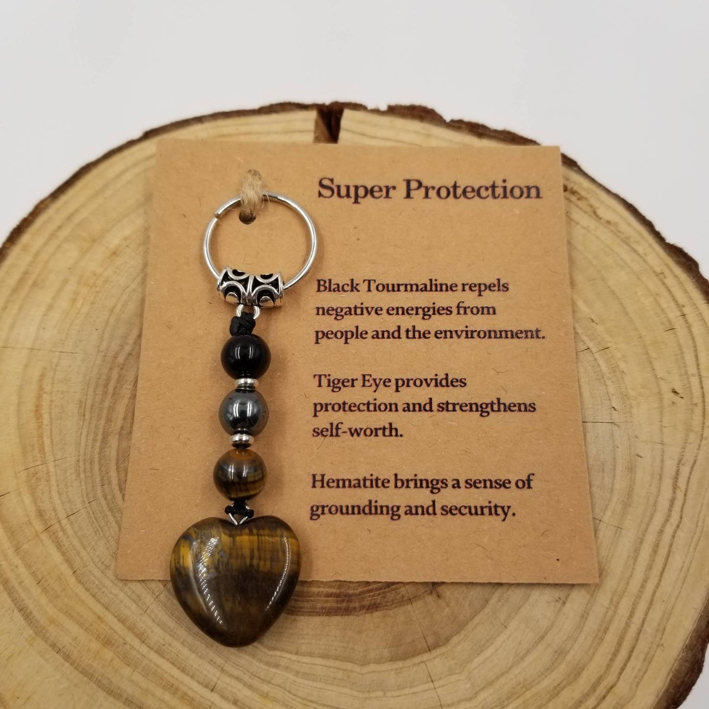 Valentine Natural Stone Heart Keychain: Pink