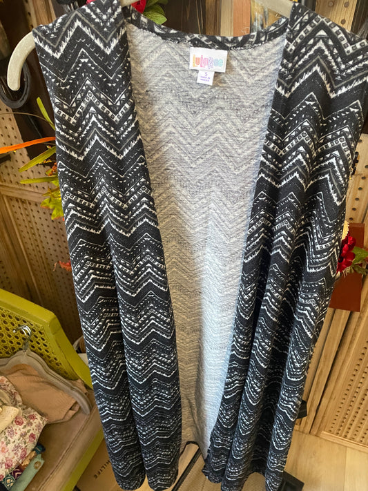 Lula Roe black/white long vest