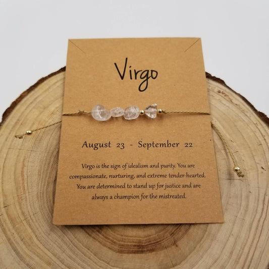 Natural Stone Handwoven Constellation Bracelet with Card: Virgo
