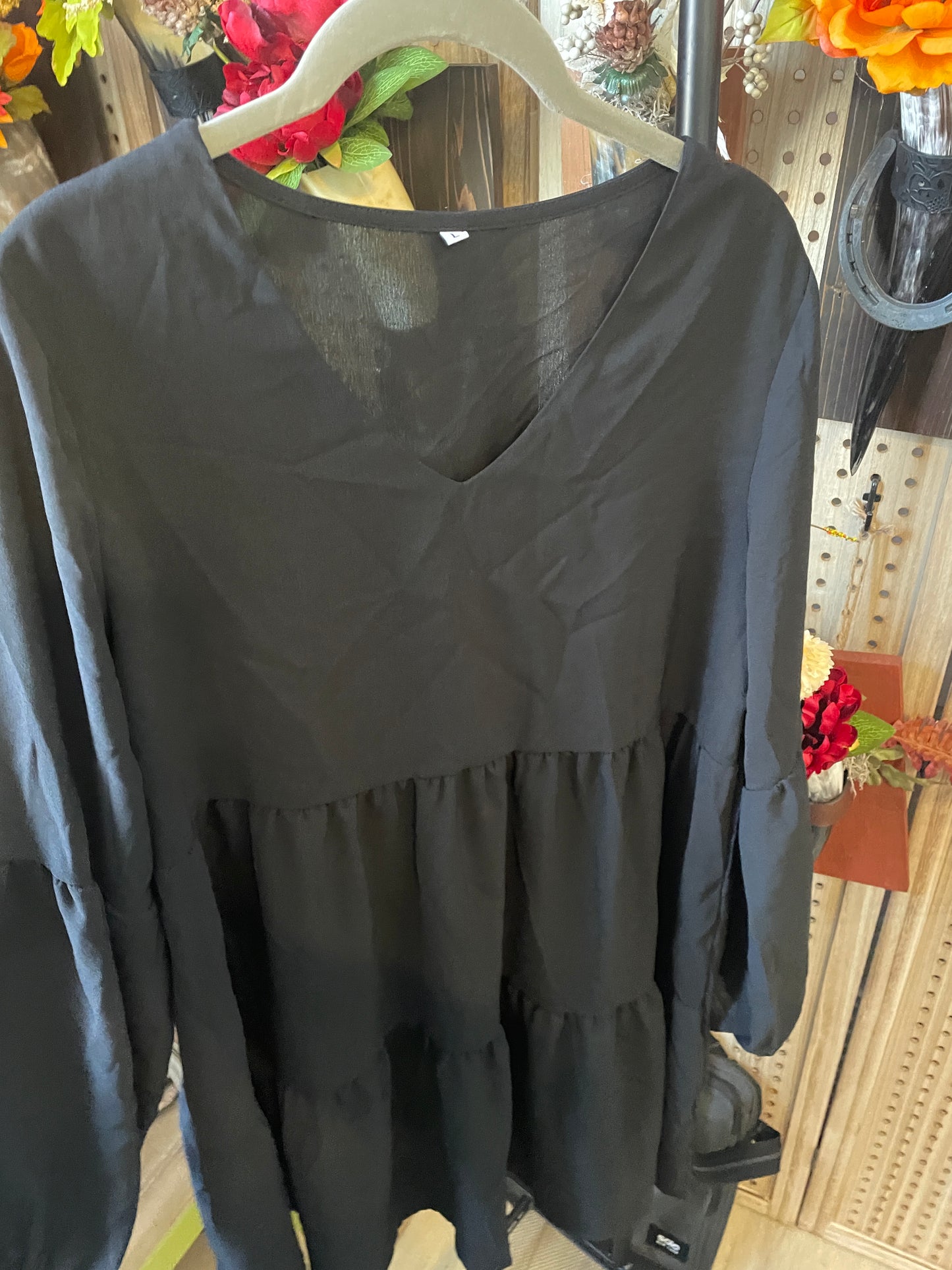 Black short boho dress