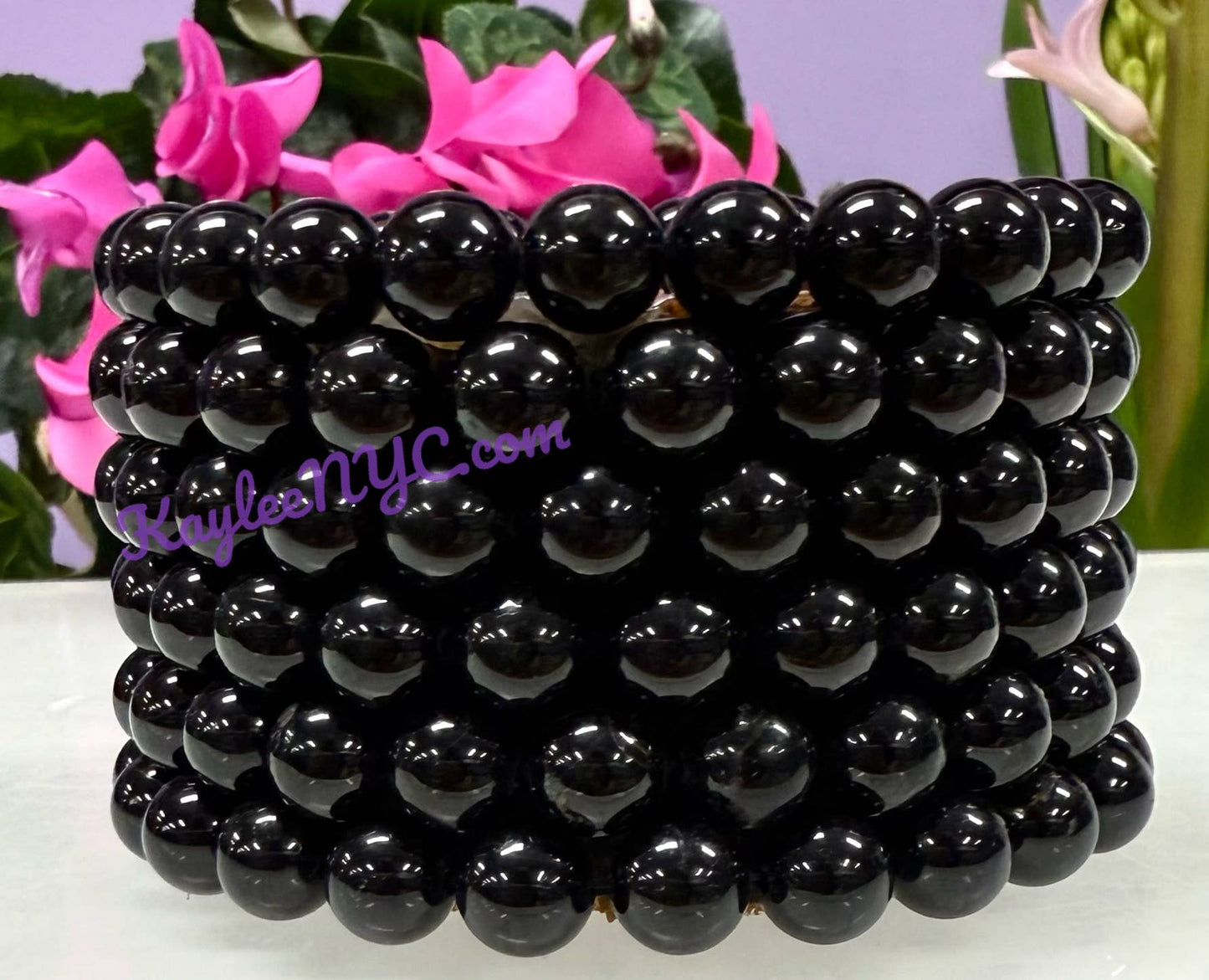 Natural Black Tourmaline 8mm Crystal Stretch Bracelet 7.5"