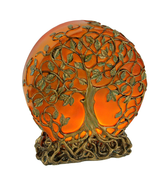 Orange Tree of Life Plug-In Small Table Lamp 6.5 inch