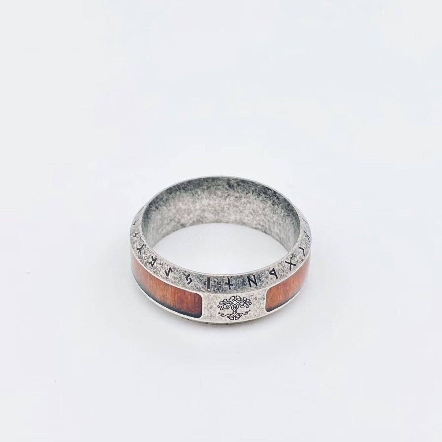 Tree of Life Rune Stainless Steel Men's Ring - MJ/MR: 9