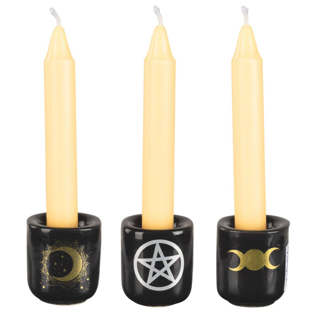 MINI CANDLE HOLDERS WITH DESIGN: Moon and Stars