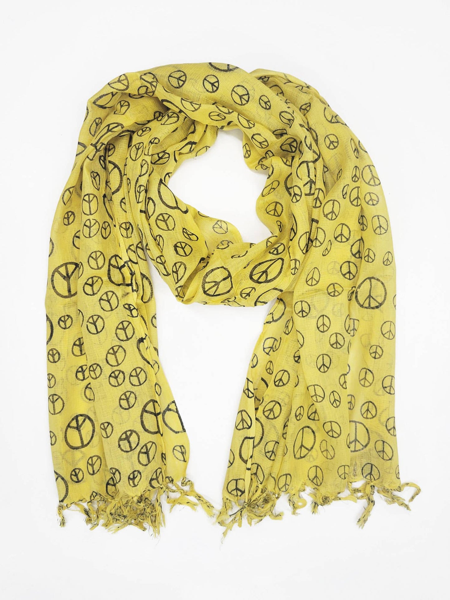 Peace Sign Tassel Scarf: Red