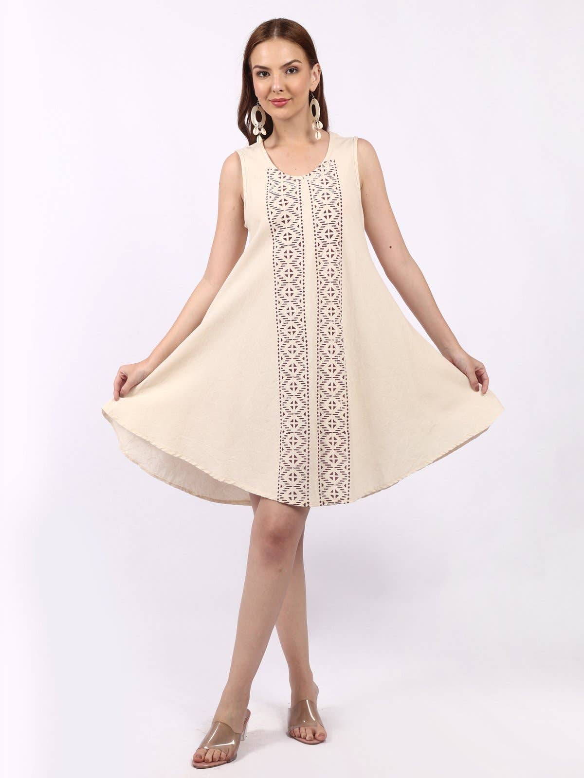 Women's Organic Cotton Batik Print Sleeveless Midi Dress Mix