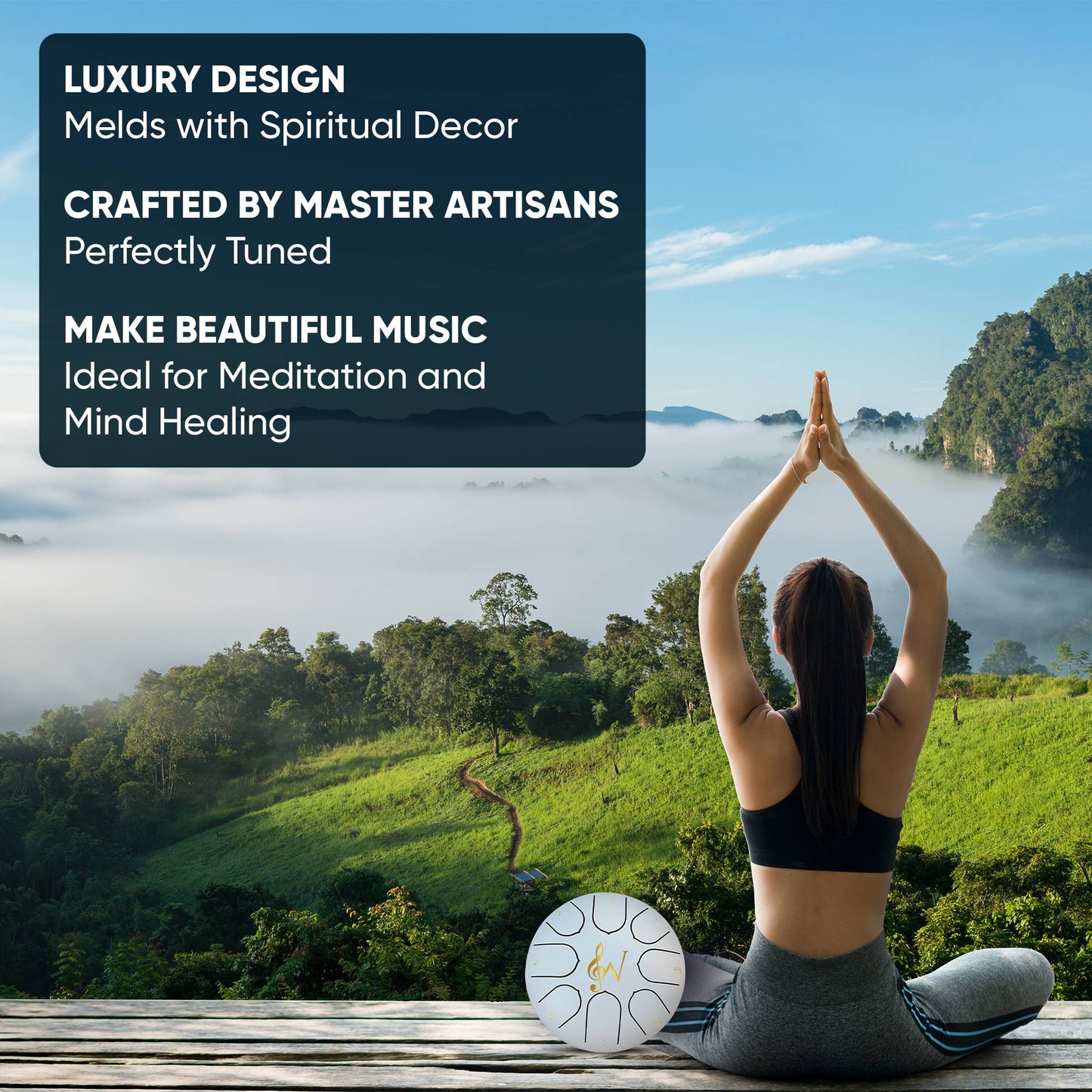 6-Inch 8-Notes Steel Tongue Relaxing Meditation Rain Drum: Black