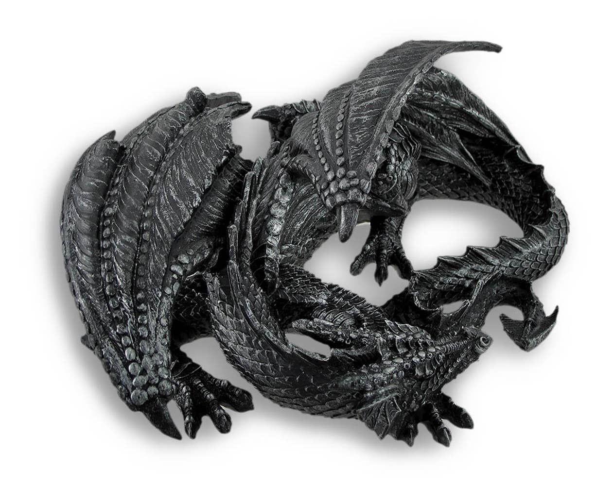 Somasaurus Metallic Black Gothic Sleeping Dragon 12 In Long