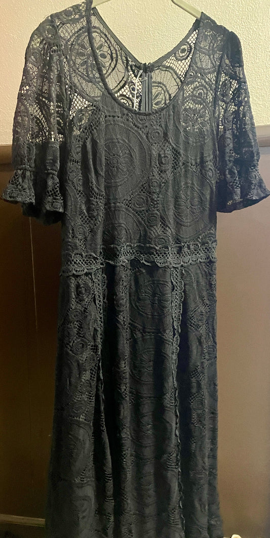 SHEIN long black lace dress